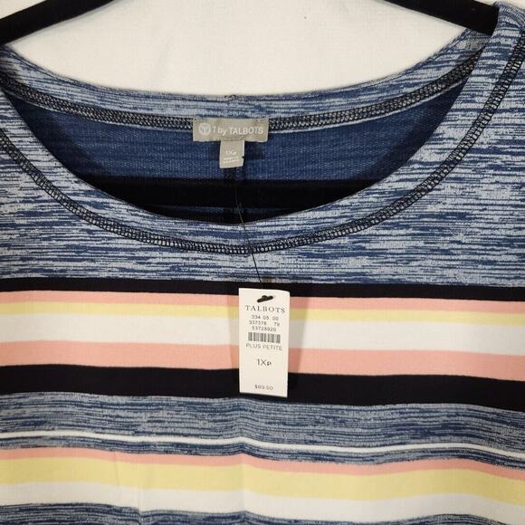New Talbots 1XP $90 Colorful Stripe Cotton Blend Midi Beach Coastal Knit Dress - Picture 4 of 10